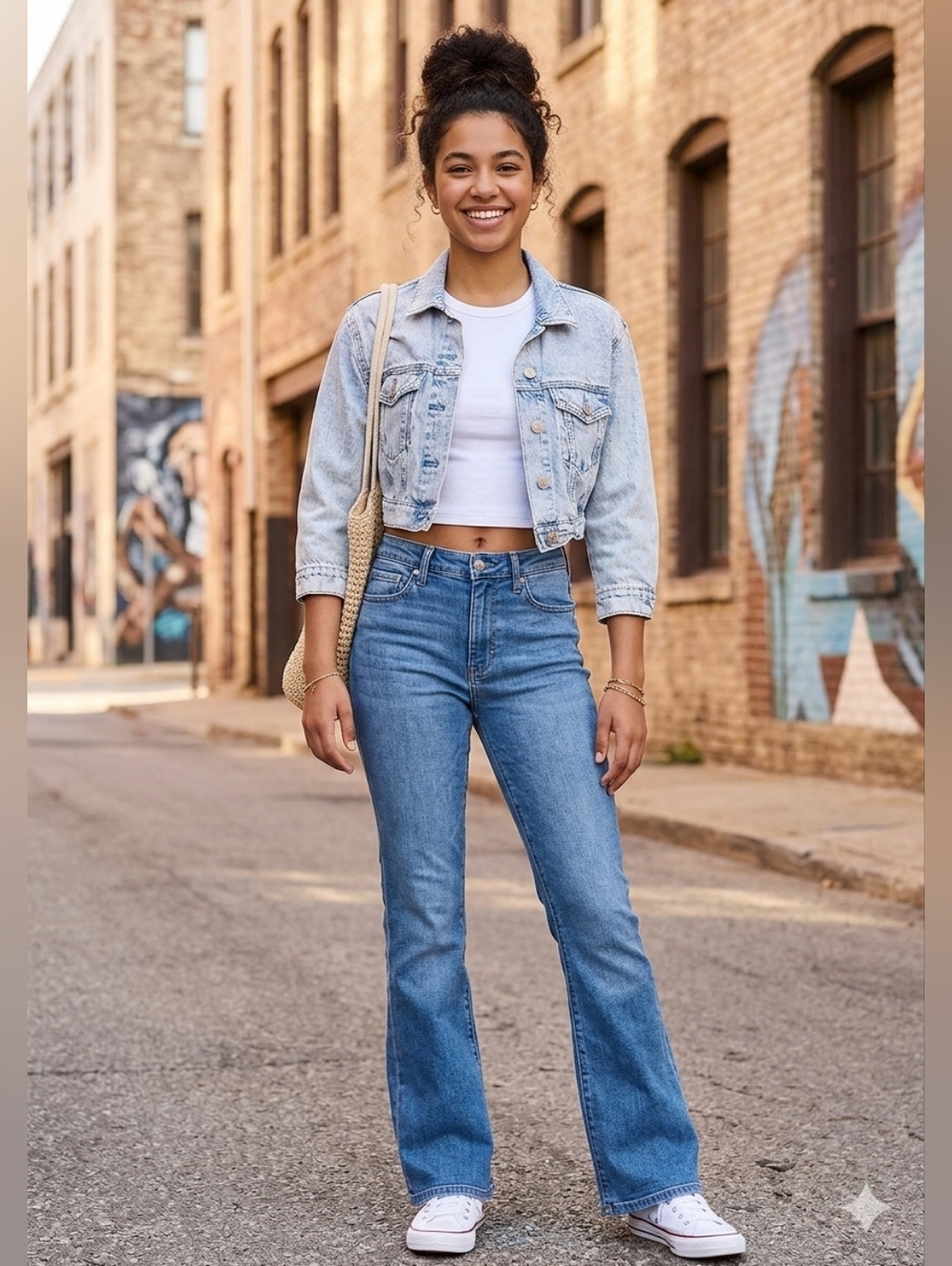 Gap Teen Cropped Denim Jacket Size Large